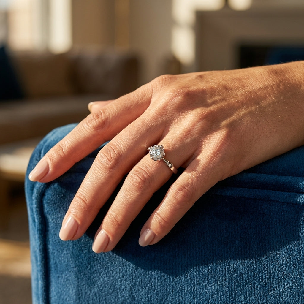 Solitaire Engagement Rings - worn lifestyle photo