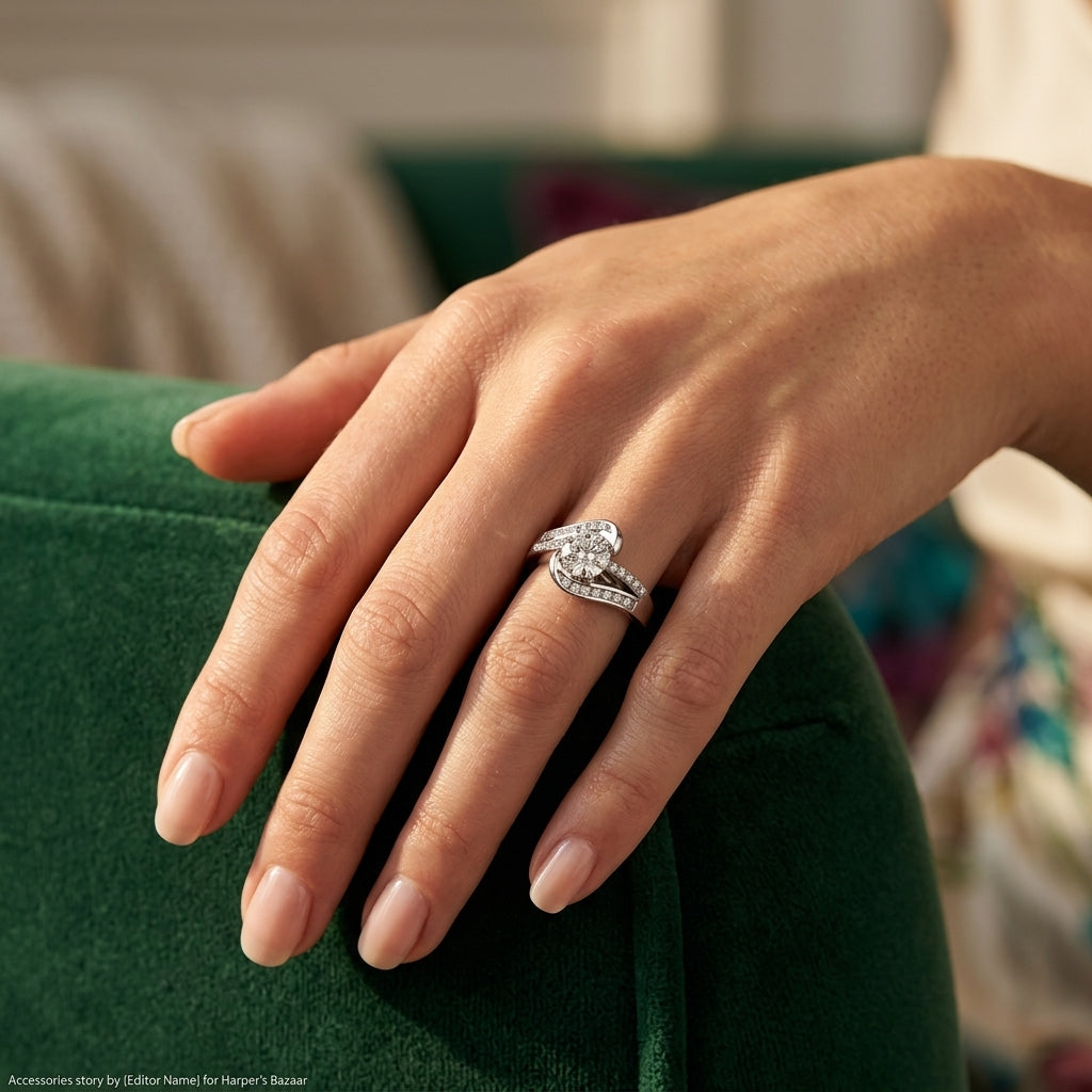 Bypass Multirow Split Shank Engagement Ring - worn lifestyle photo