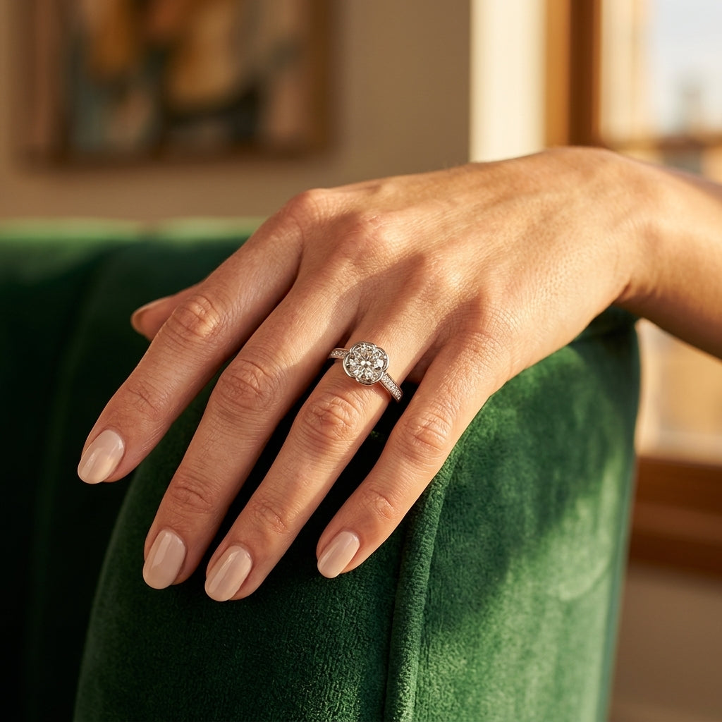 ENGAGEMENT RINGS SINGLE ROW PRONG - worn lifestyle photo