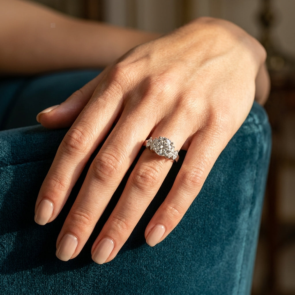 Fancy Shape Marquise Engagement Ring - worn lifestyle photo