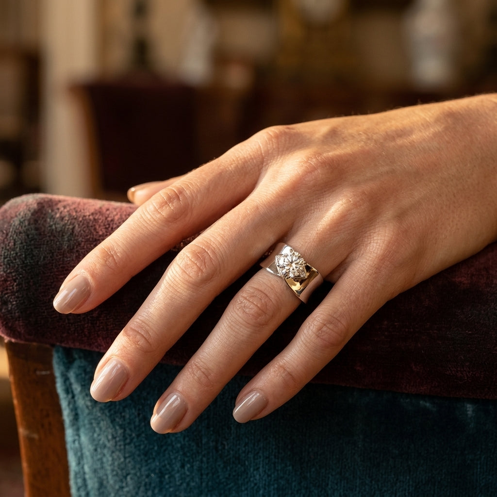 Solitaire Engagement Ring - worn lifestyle photo