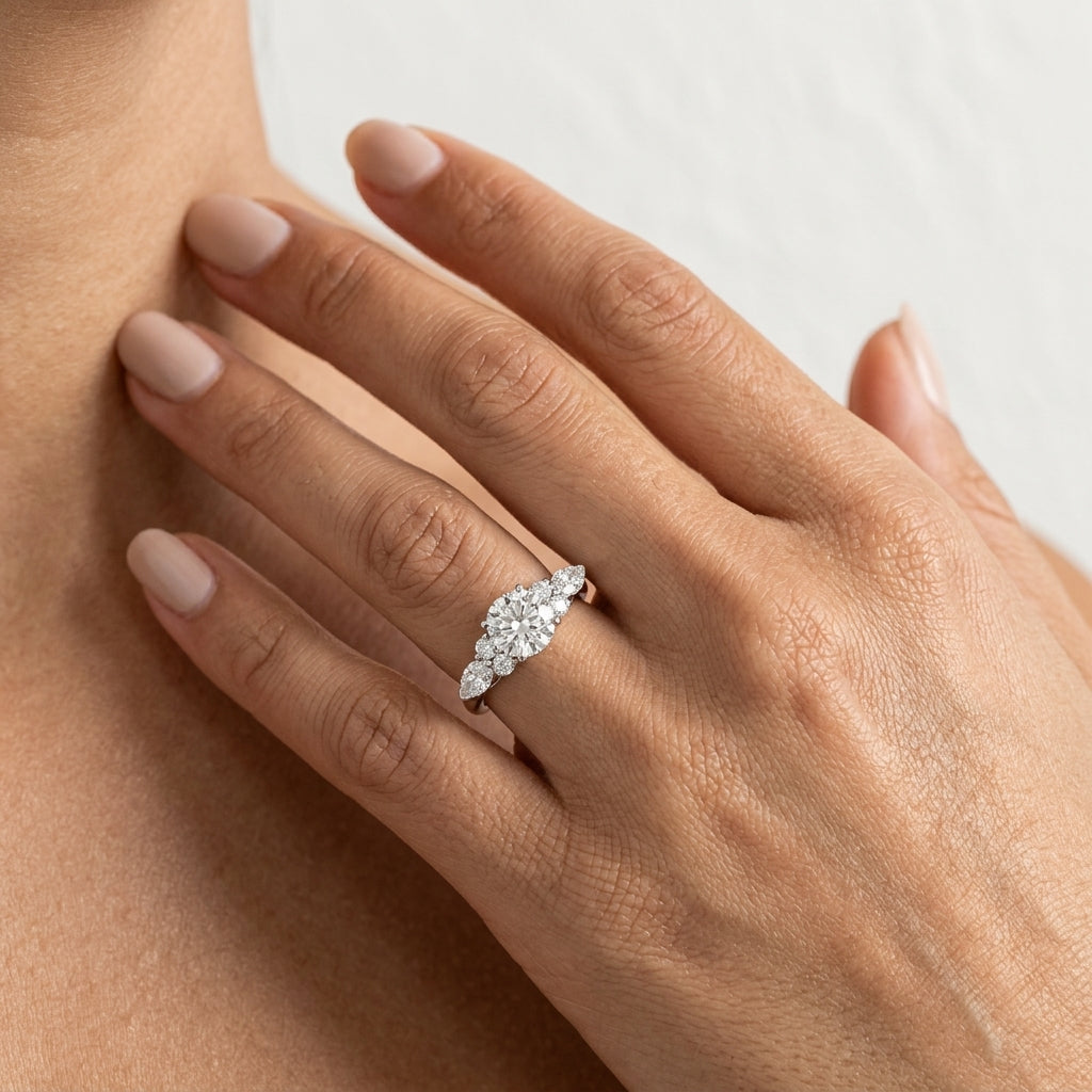 Fancy Shape Marquise Engagement Ring - worn lifestyle photo