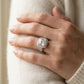 Double Row Cushion Halo Engagement Ring - worn lifestyle photo