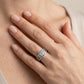 Multirow Floral Shape Engagement Ring - worn lifestyle photo