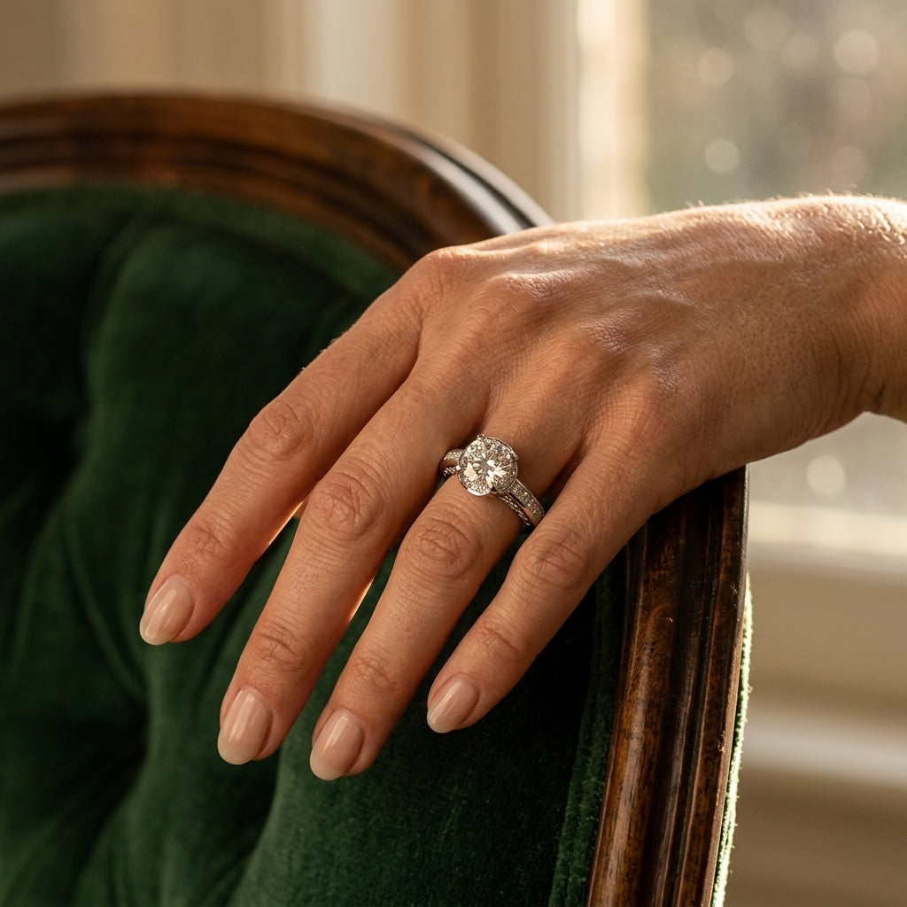 ENGAGEMENT RINGS SINGLE ROW PRONG - worn lifestyle photo