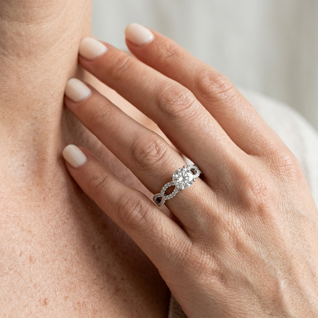Round Multi-Row Lab Grown Diamond Engagement Ring - Style 50553 - worn lifestyle photo