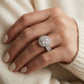 Double Row Bezel Halo Engagement Ring - worn lifestyle photo