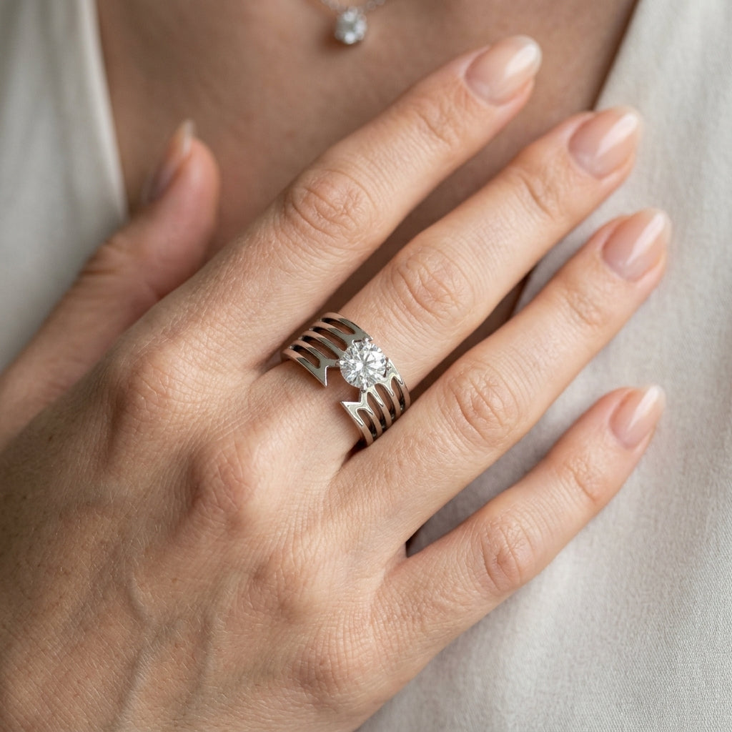 Solitaire Engagement Ring - worn lifestyle photo