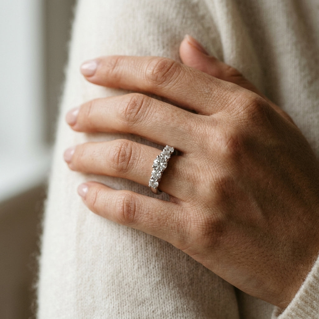 ENGAGEMENT RINGS SINGLE ROW PRONG - worn lifestyle photo
