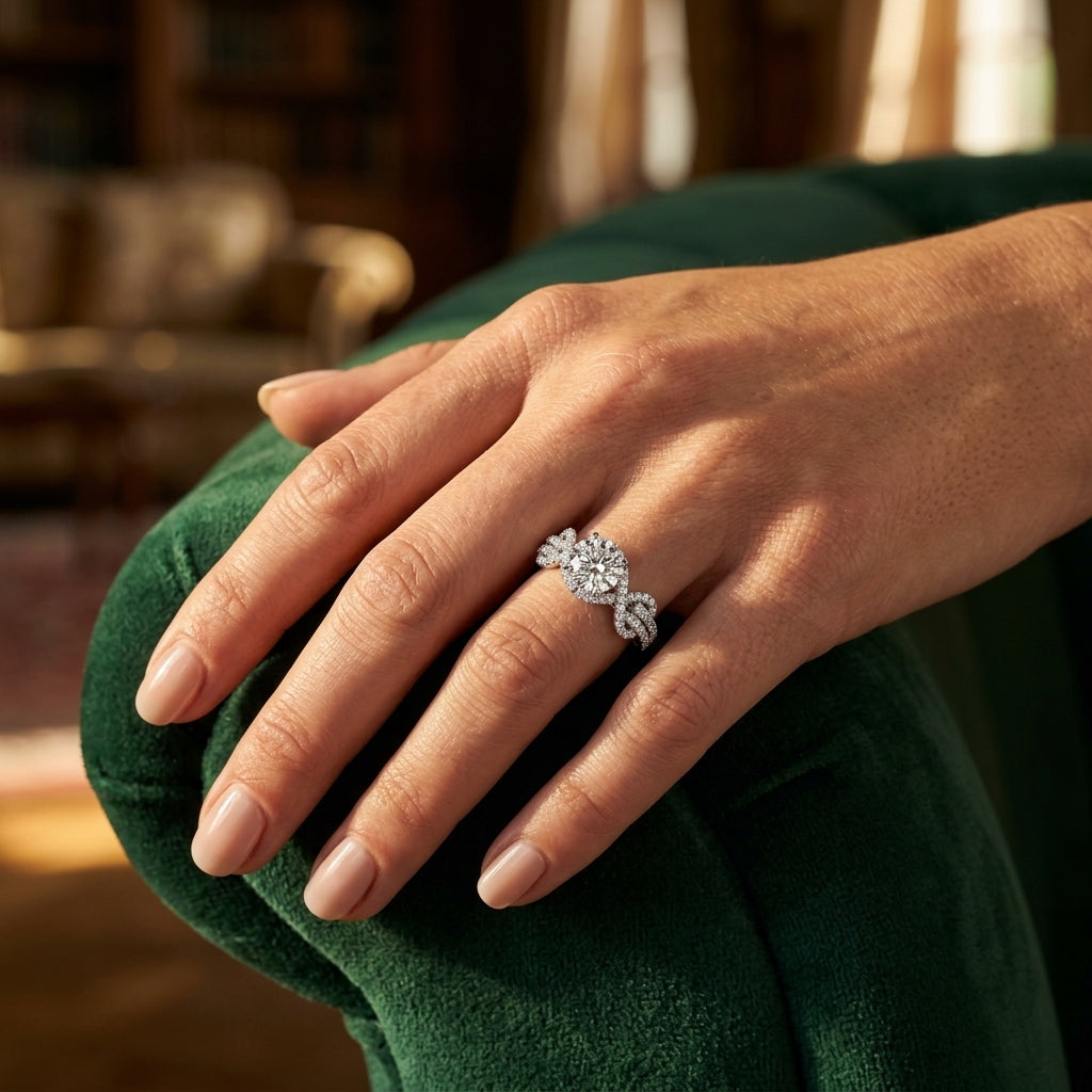 Round Multi-Row Lab Grown Diamond Engagement Ring - Style 50556 - worn lifestyle photo