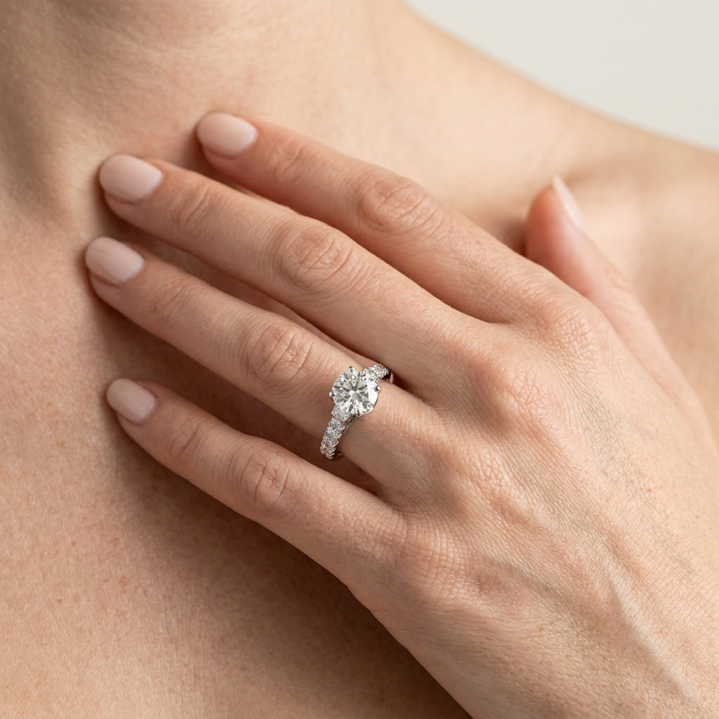 ENGAGEMENT RINGS SINGLE ROW PRONG - worn lifestyle photo
