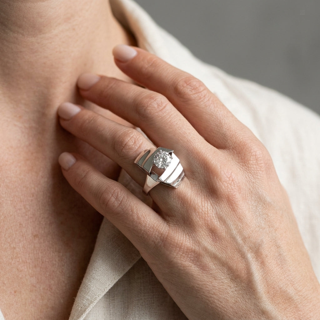 ENGAGEMENT RINGS SOLITAIRES ANY SH - worn lifestyle photo