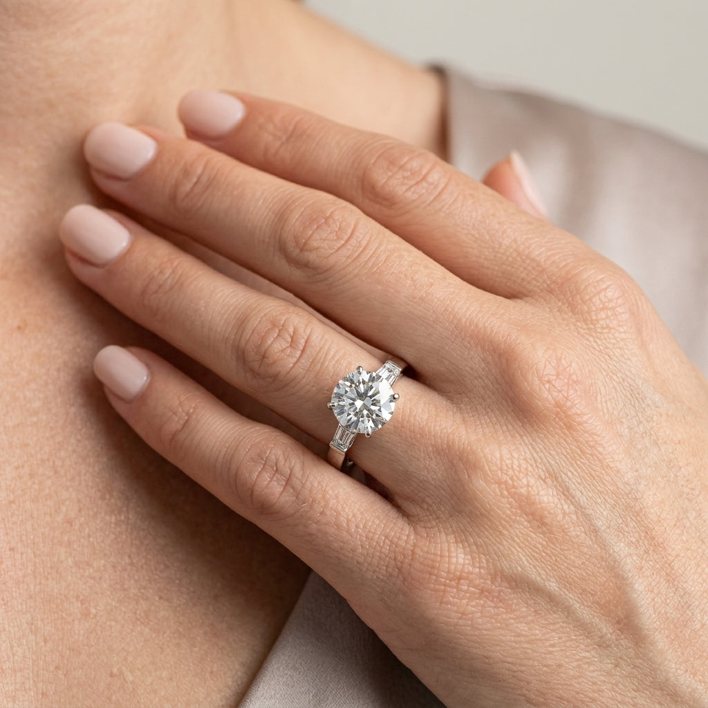ENGAGEMENT RINGS FANCY SHAPE BAGUE - worn lifestyle photo