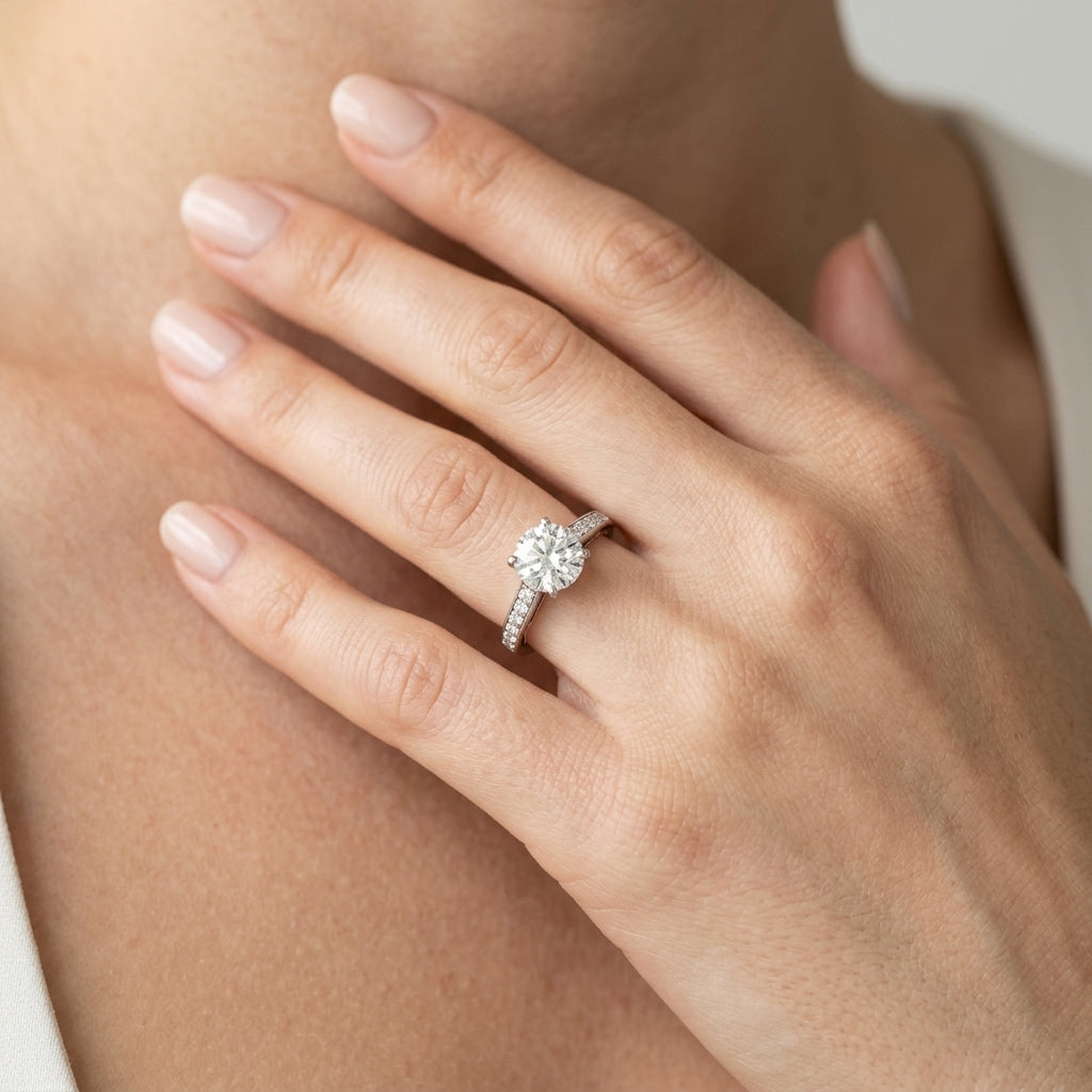 ENGAGEMENT RINGS SINGLE ROW PRONG - worn lifestyle photo