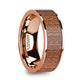 NIKETAS Men’s 14k Rose Gold Wedding Band with Sapele Wood Inlay & Polished Finish - 8mm