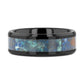 CELADON Black Beveled Ceramic Wedding Band with Polished Chrysocolla Inlay - 8mm
