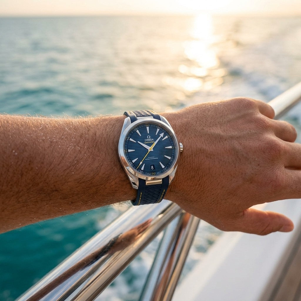 Omega Seamaster Aqua Terra 150M 41 mm — Steel on Rubber Strap (220.12.41.21.03.009) — lifestyle