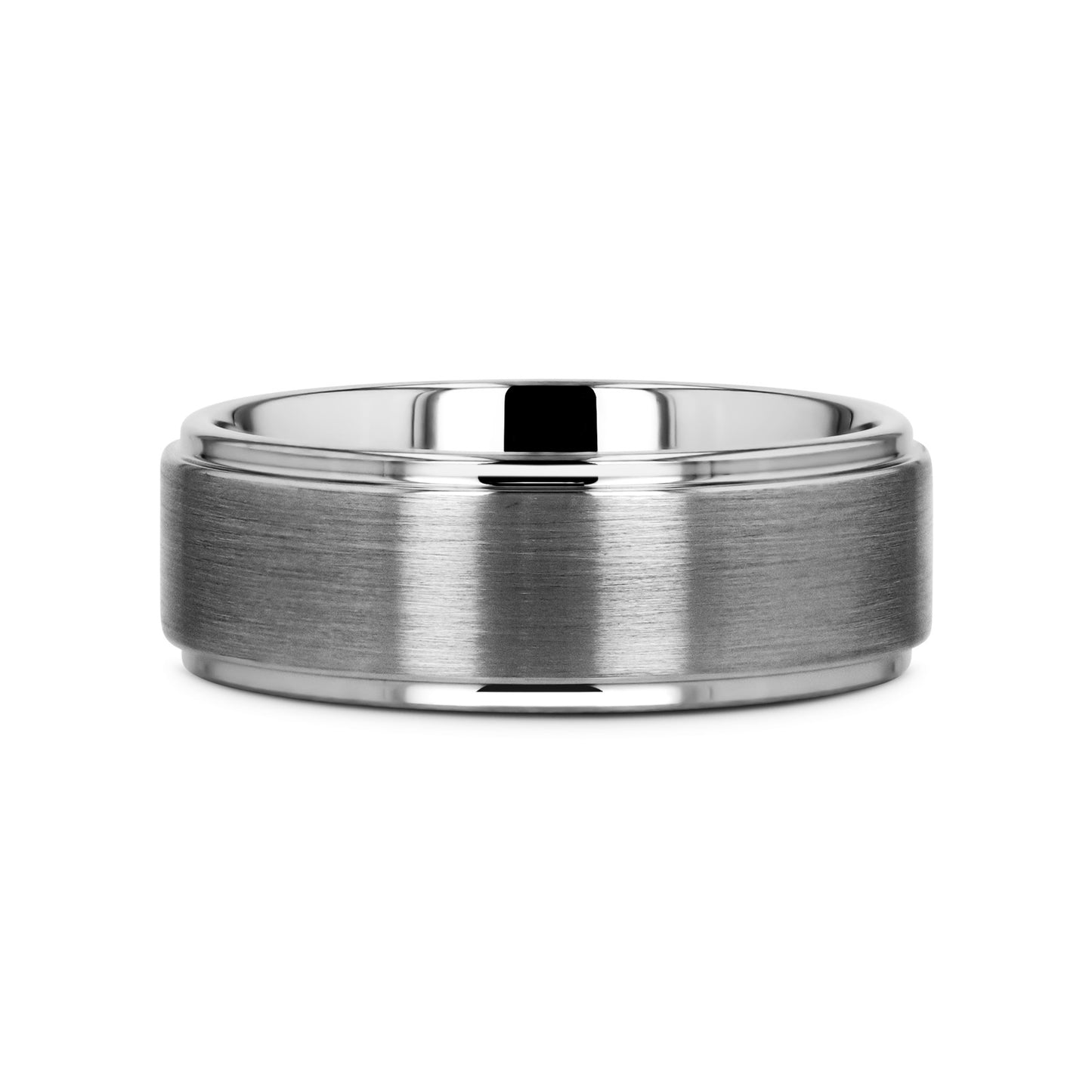 OPTIMUS Raised Center with Brush Finish Tungsten Ring - 4mm - 12mm - 8mm