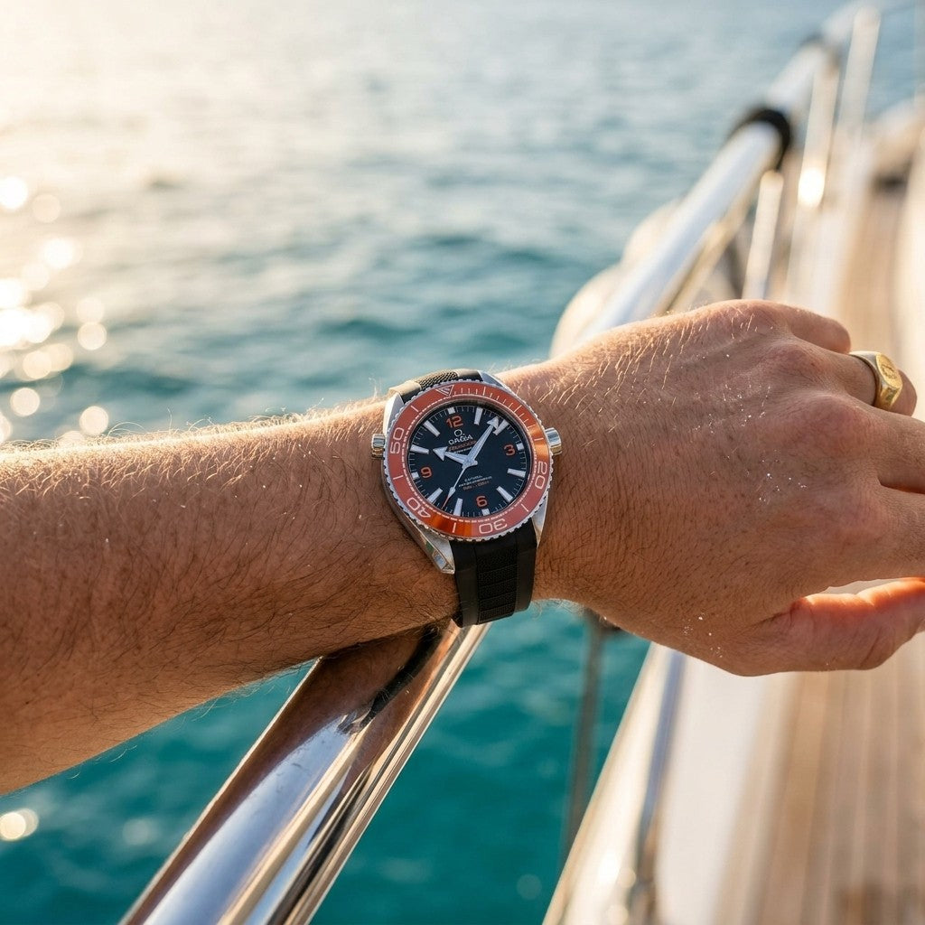 Omega Seamaster Planet Ocean 600M 42 mm — Steel on Rubber Strap (217.32.42.21.01.003) — lifestyle