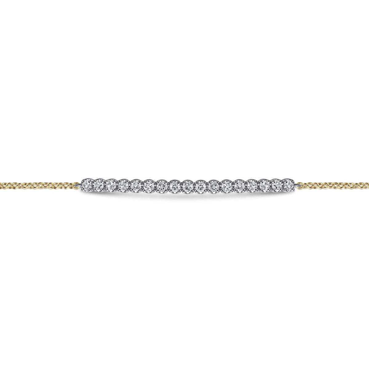 Gabriel & Co. 14K White and Yellow Gold White Sapphire Bar Bracelet .47CTW
