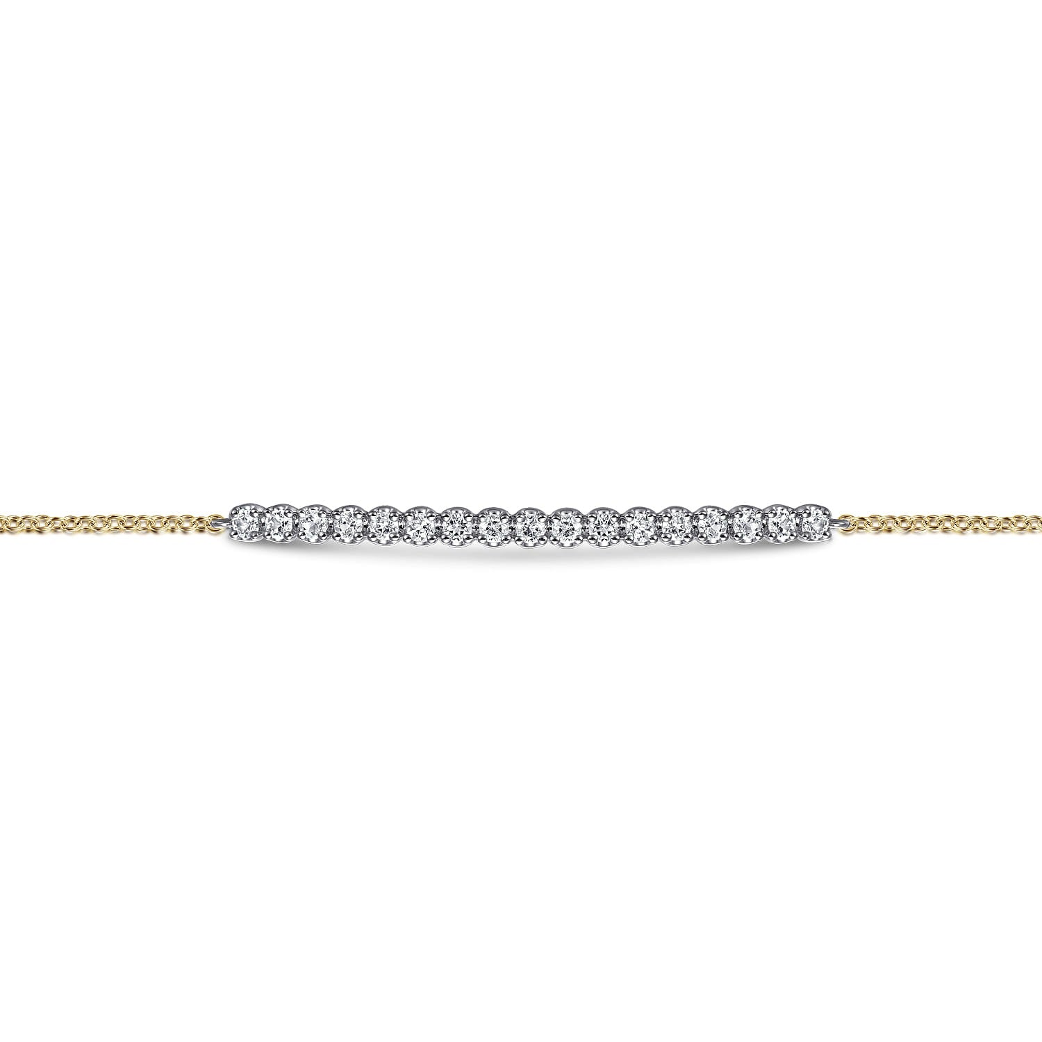 Gabriel & Co. 14K White and Yellow Gold White Sapphire Bar Bracelet .47CTW