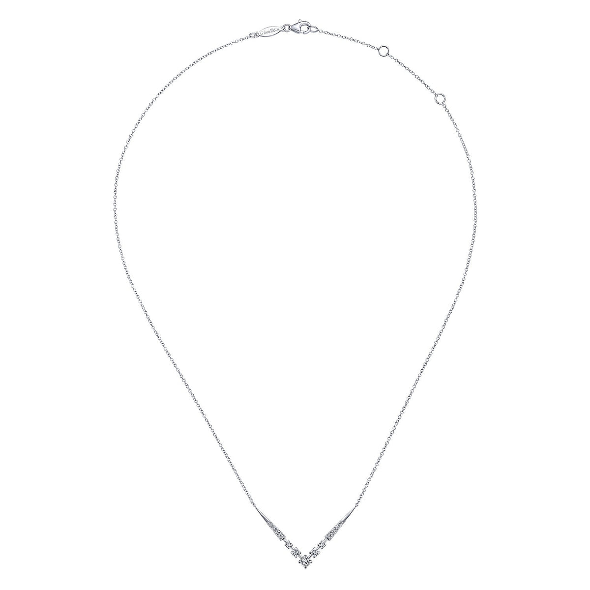 Gabriel & Co. 14K White Gold Diamond Chevron Necklace .42CTW