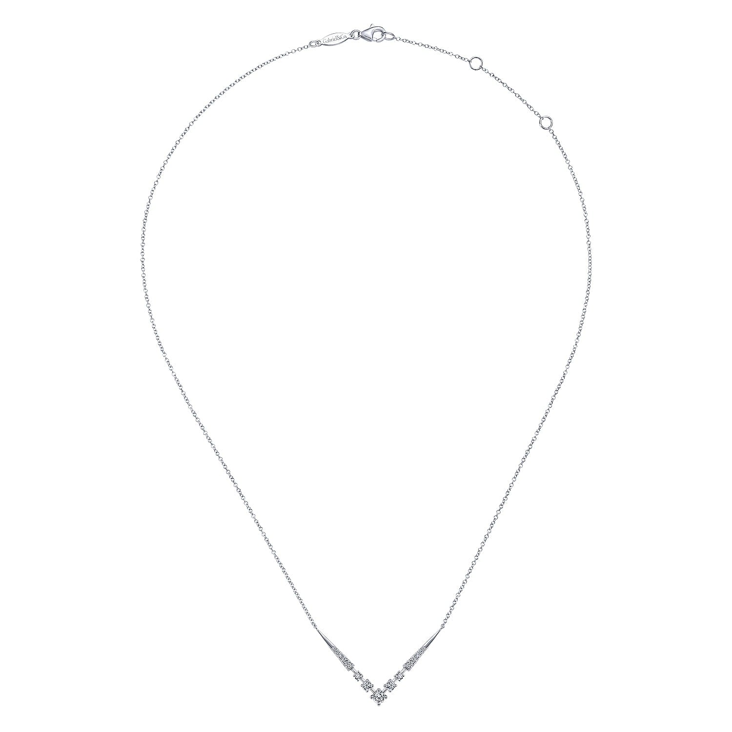 Gabriel & Co. 14K White Gold Diamond Chevron Necklace .42CTW