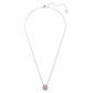 Bella V pendant Round cut, Pink, Rhodium plated
