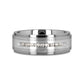 BOND Flat Brushed Silver Inlaid Titanium Men's Wedding Band With 9 Channel Set White Diamonds - 8mm