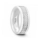 KENYON Beveled Polished White Ceramic Wedding Band with White Carbon Fiber Inlay – 8mm
