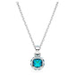 Birthstone pendant Square cut, December, Blue, Rhodium plated