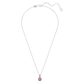 Birthstone pendant Square cut, February, Purple, Rhodium plated