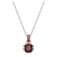 Birthstone pendant Square cut, January, Red, Rhodium plated