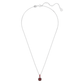 Birthstone pendant Square cut, January, Red, Rhodium plated