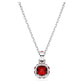 Birthstone pendant Square cut, January, Red, Rhodium plated