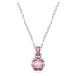 Birthstone pendant Square cut, October, Pink, Rhodium plated