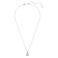 Birthstone pendant Square cut, October, Pink, Rhodium plated