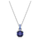 Birthstone pendant Square cut, September, Blue, Rhodium plated