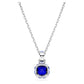 Birthstone pendant Square cut, September, Blue, Rhodium plated