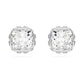 Birthstone stud earrings Square cut, April, White, Rhodium plated