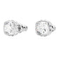 Birthstone stud earrings Square cut, April, White, Rhodium plated