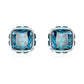 Birthstone stud earrings Square cut, December, Blue, Rhodium plated
