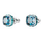 Birthstone stud earrings Square cut, December, Blue, Rhodium plated