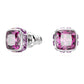 Birthstone stud earrings Square cut, February, Purple, Rhodium plated