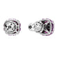 Birthstone stud earrings Square cut, February, Purple, Rhodium plated
