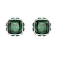 Birthstone stud earrings Square cut, May, Green, Rhodium plated