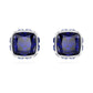 Birthstone stud earrings Square cut, September, Blue, Rhodium plated