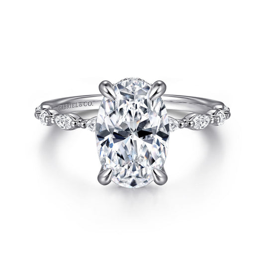 Gabriel & Co. Adeena - 14K White Gold Oval Hidden Halo Diamond Engagement Ring 10.5X7 SEMI .35CTW