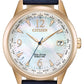 Citizen World Time Ladies Eco-Drive Rose Gold White Dial Watch FC800306D