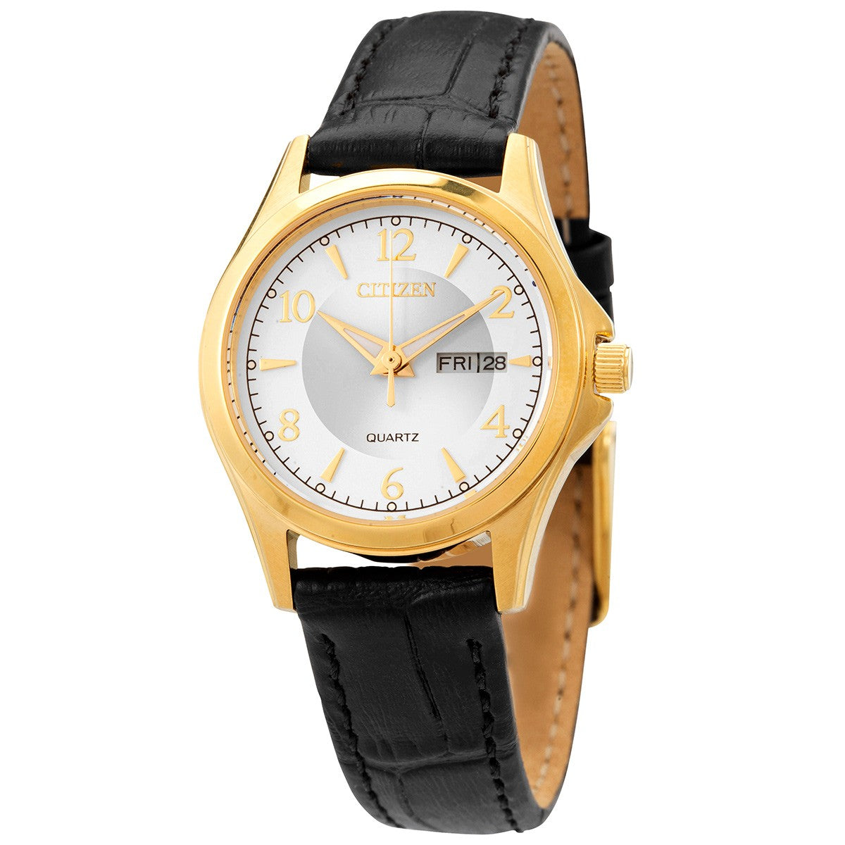 Citizen Ladies Black Leather White Dial EQ059326A